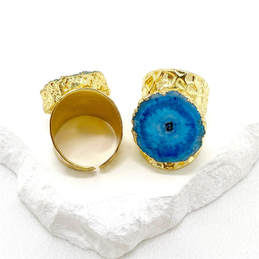 Smara Broad Crystal Adjustable Ring (BLUE)
