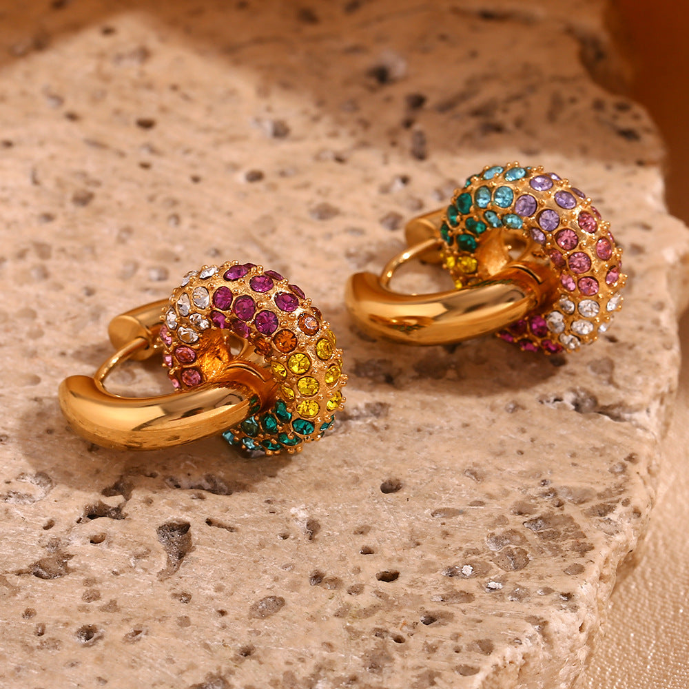 Smara Colourful Rhinestone Ring Earrings