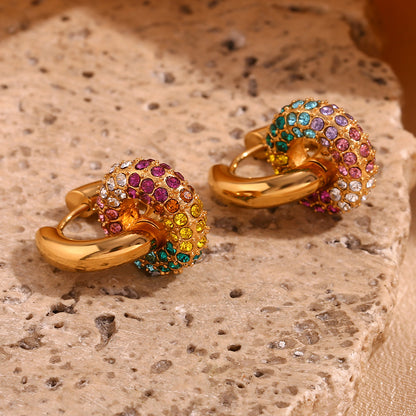 Smara Colourful Rhinestone Ring Earrings