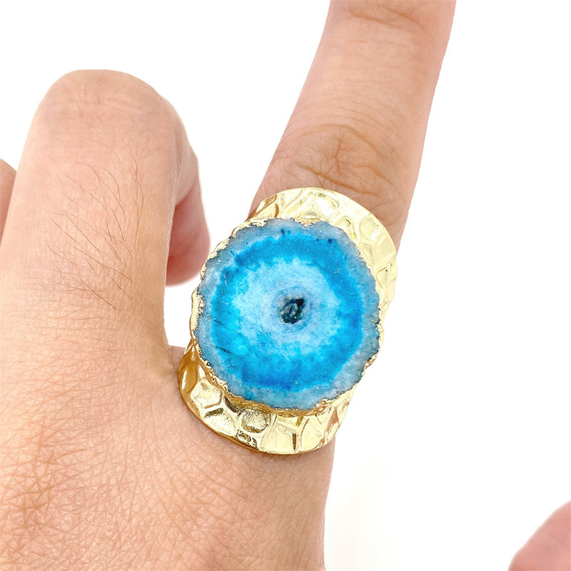 Smara Broad Crystal Adjustable Ring (BLUE)