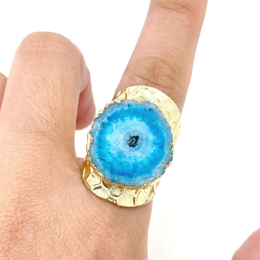Smara Broad Crystal Adjustable Ring (BLUE)