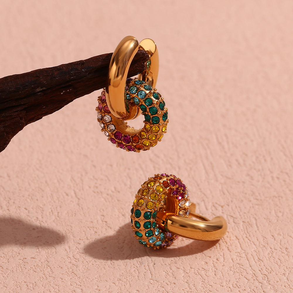 Smara Colourful Rhinestone Ring Earrings