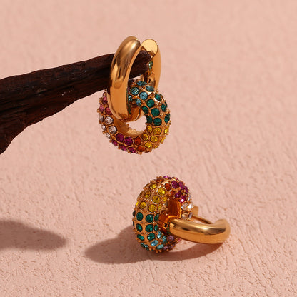 Smara Colourful Rhinestone Ring Earrings
