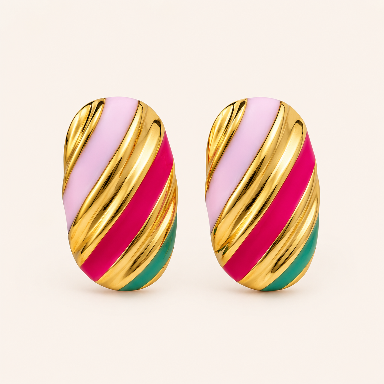 Smara Oval Enamel Stud Earrings