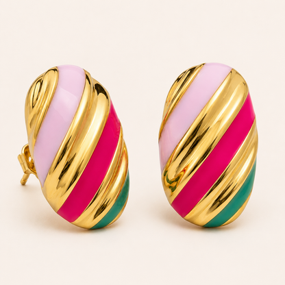 Smara Oval Enamel Stud Earrings