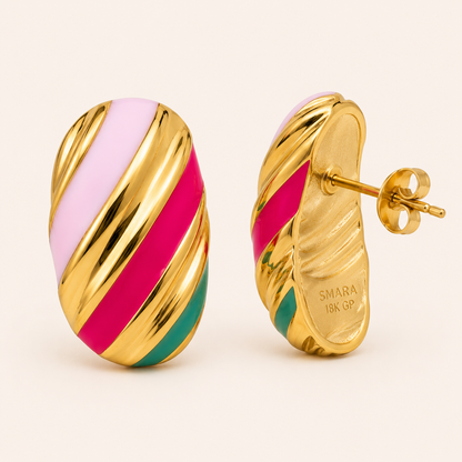 Smara Oval Enamel Stud Earrings