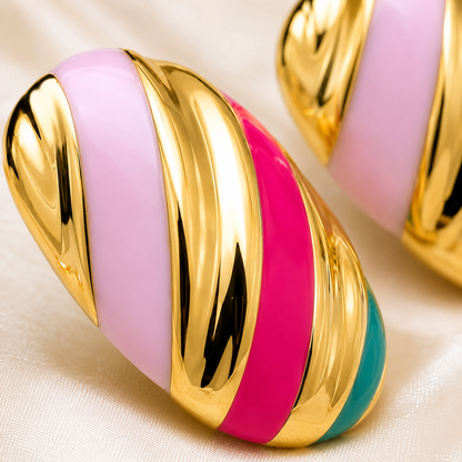 Smara Oval Enamel Stud Earrings