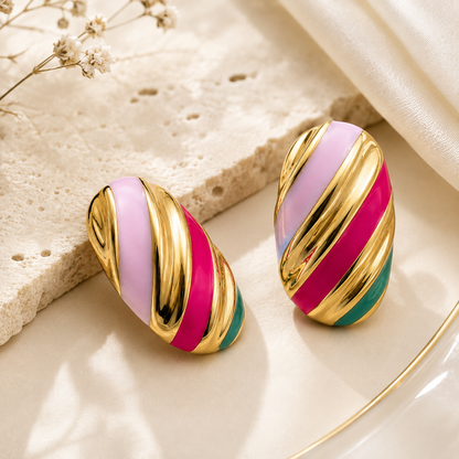 Smara Oval Enamel Stud Earrings