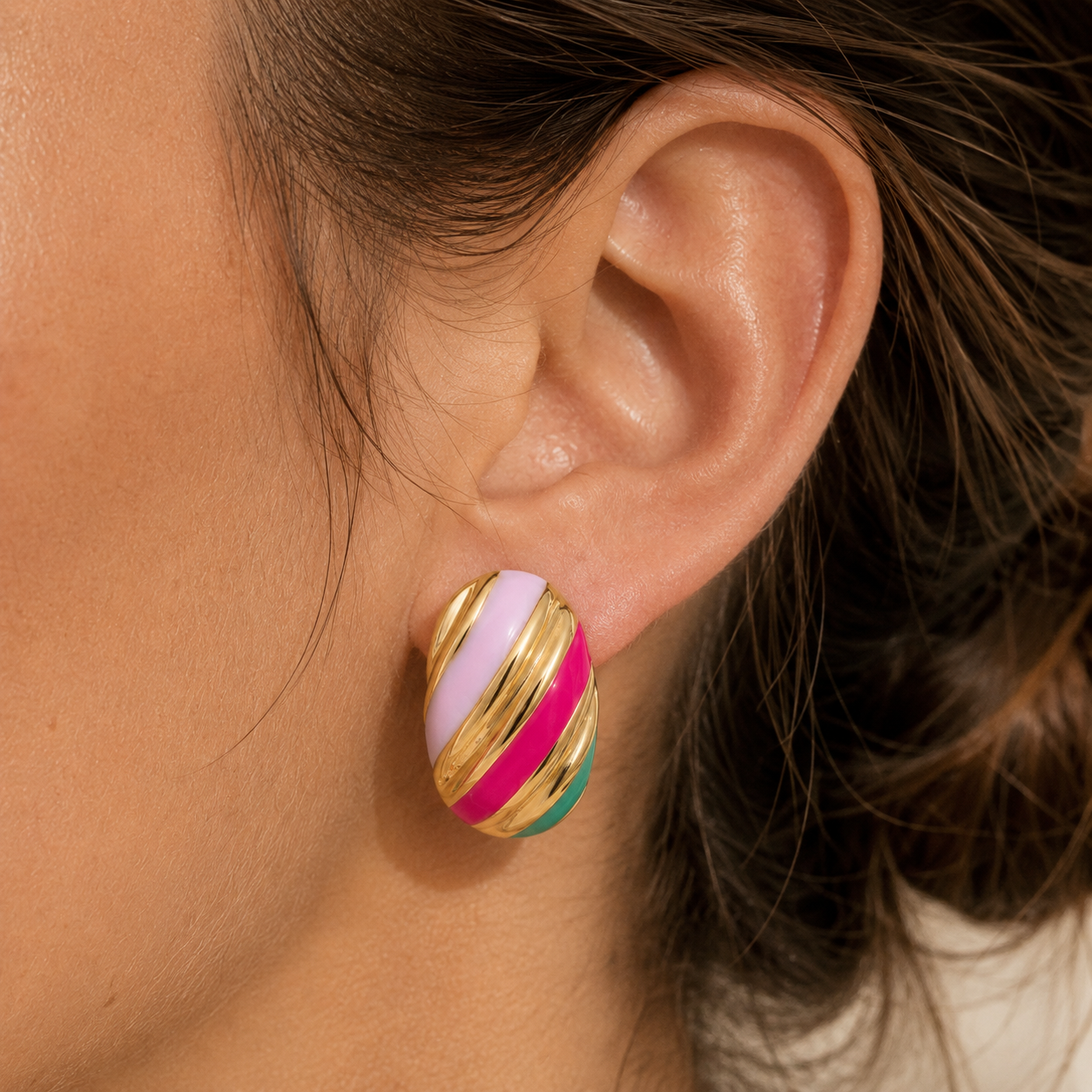 Smara Oval Enamel Stud Earrings