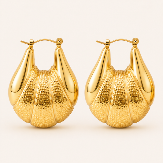 Smara Gold plated hollow sector earrings
