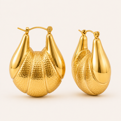 Smara Gold plated hollow sector earrings
