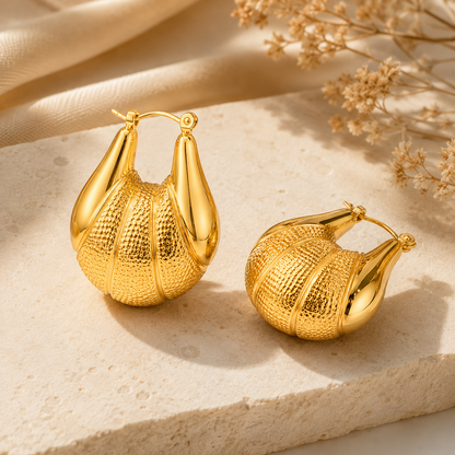 Smara Gold plated hollow sector earrings