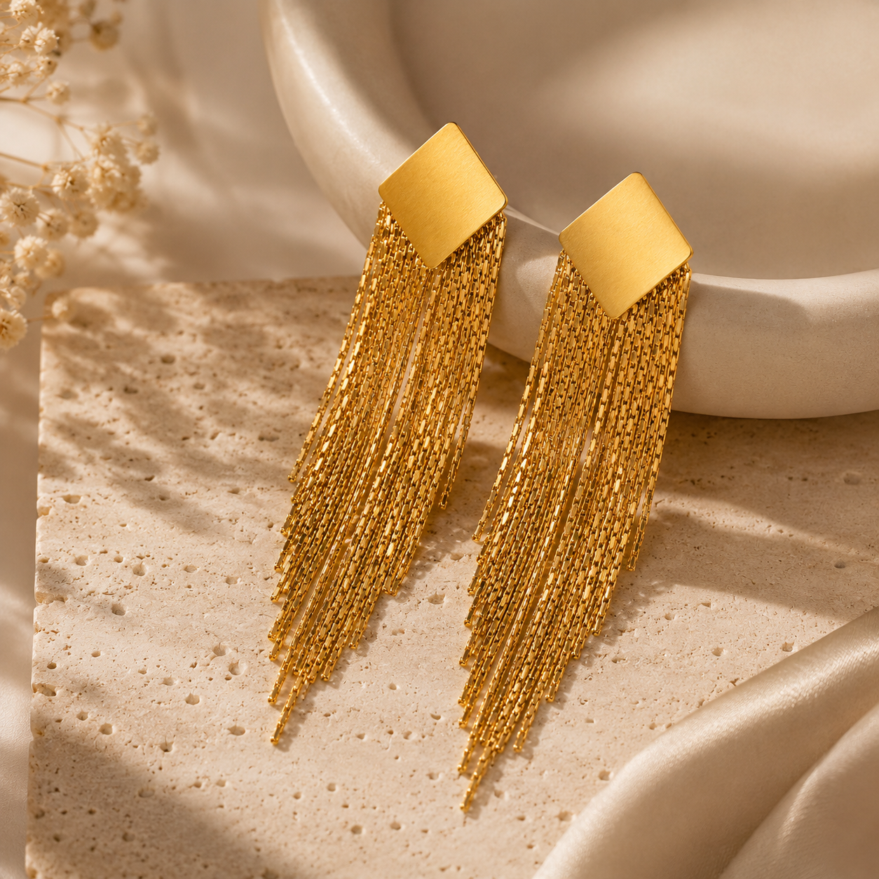 Smara Quadilateral Tassel Earrings