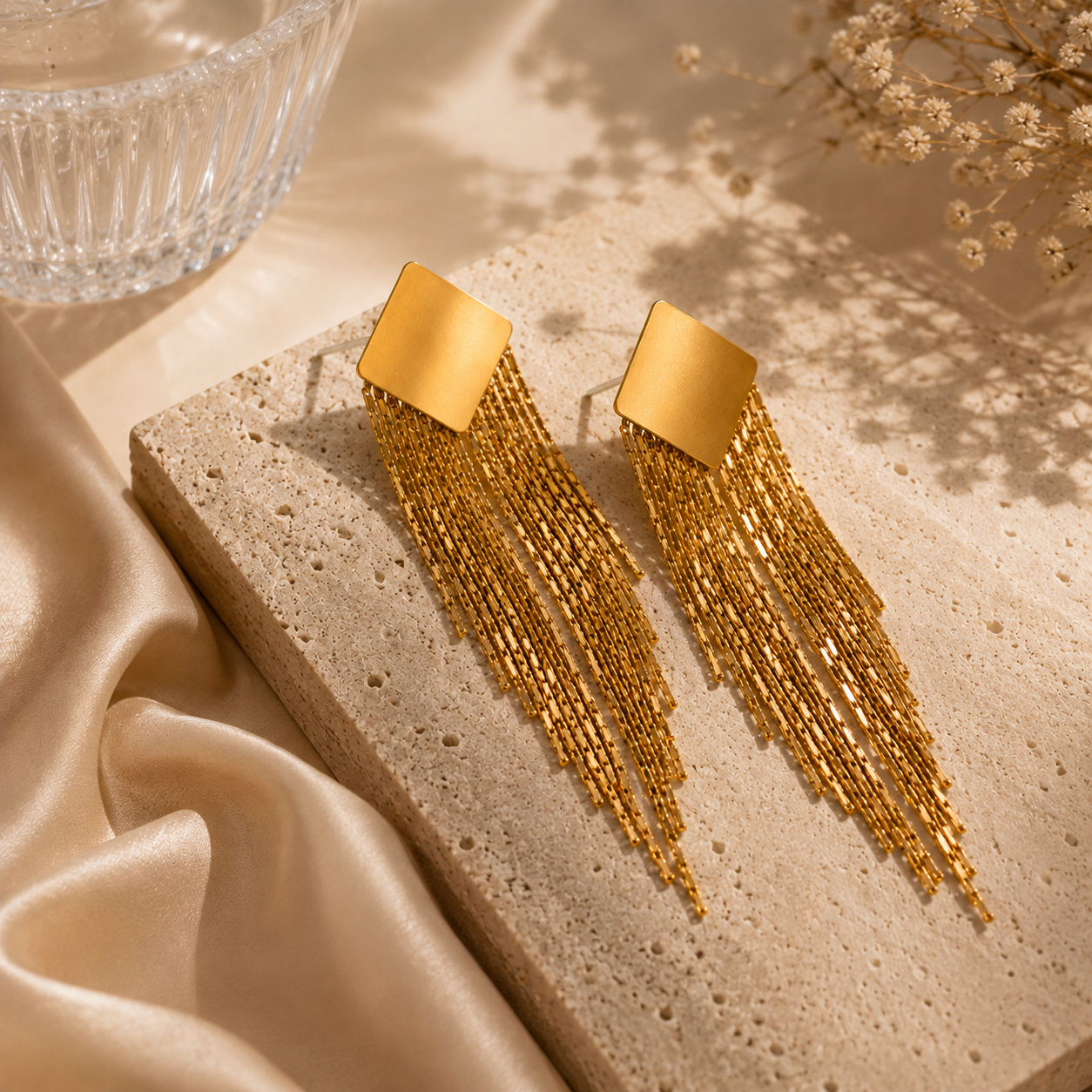 Smara Quadilateral Tassel Earrings