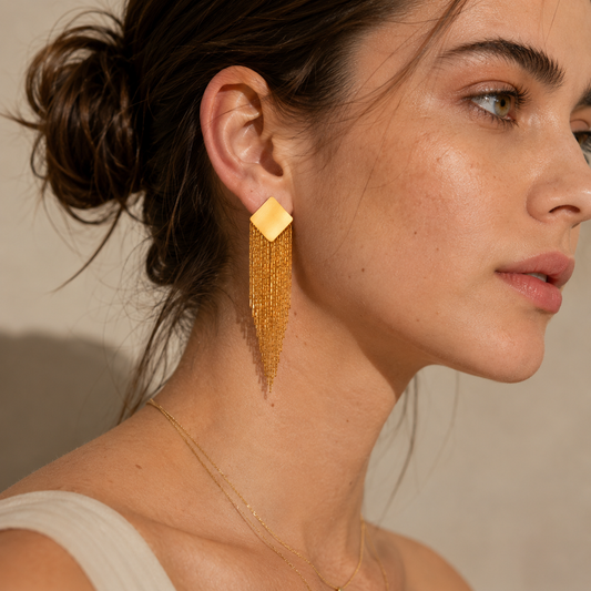 Smara Quadilateral Tassel Earrings