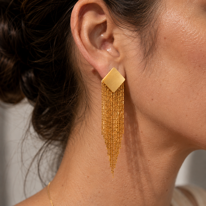 Smara Quadilateral Tassel Earrings