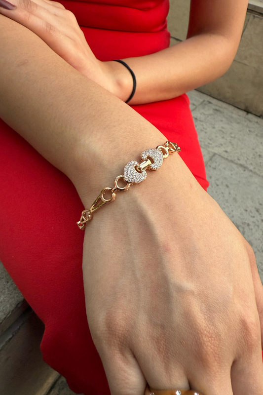 Smara American Diamond 18k gold plated heart bracelet