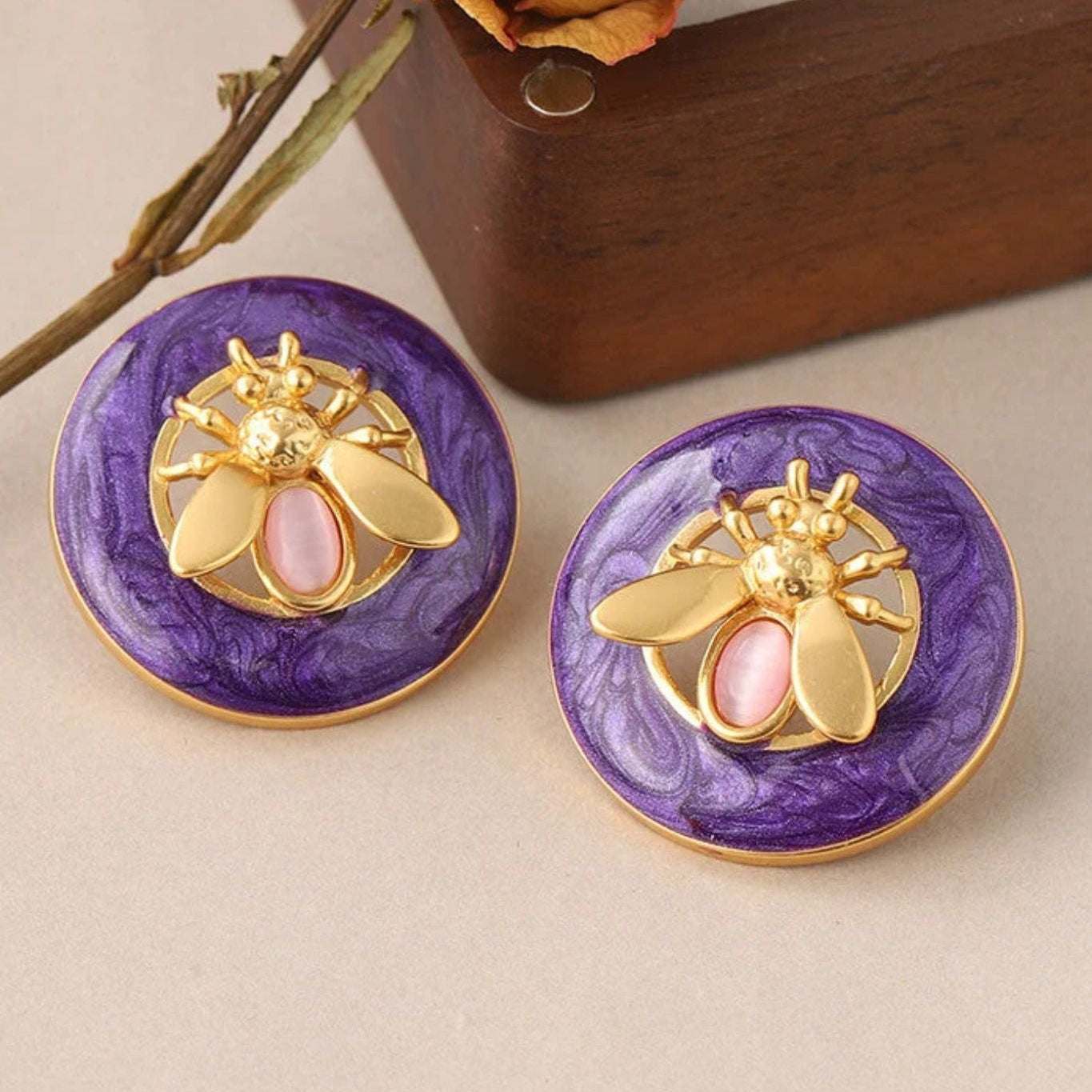 Smara Purple Bee Earrings