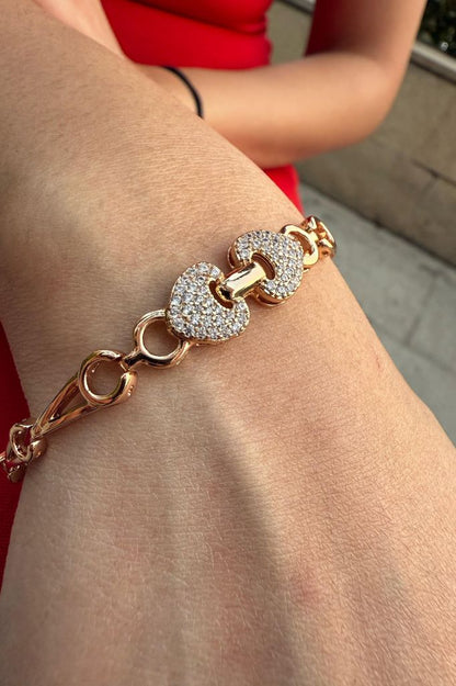 Smara American Diamond 18k gold plated heart bracelet