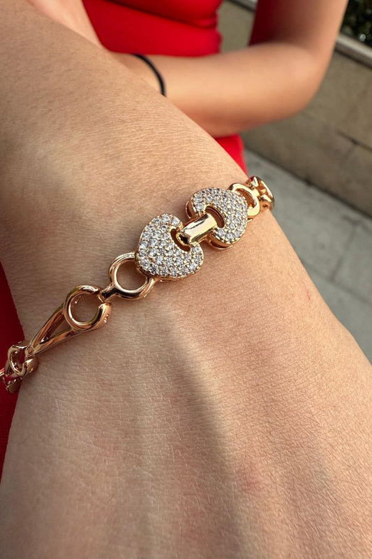 Smara American Diamond 18k gold plated heart bracelet