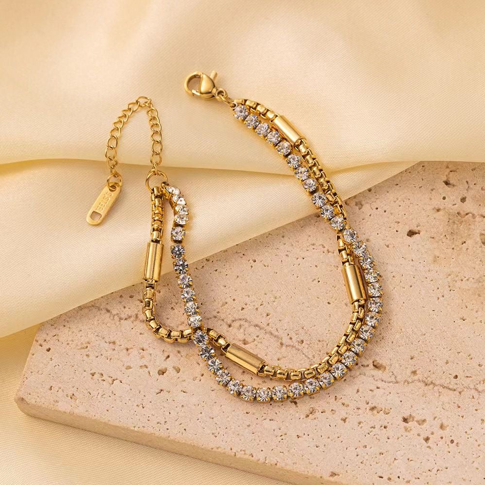 Smara Double layer bracelet with studded rhinestones