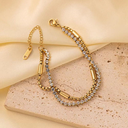 Smara Double layer bracelet with studded rhinestones