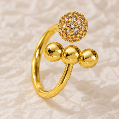 Smara Round Ball Studded Adjustable Ring