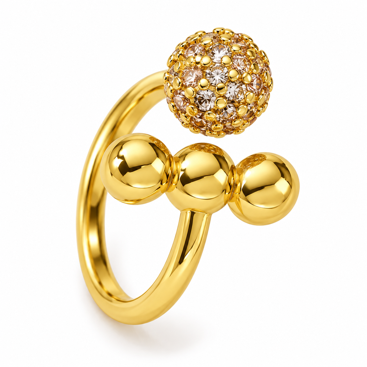 Smara Round Ball Studded Adjustable Ring