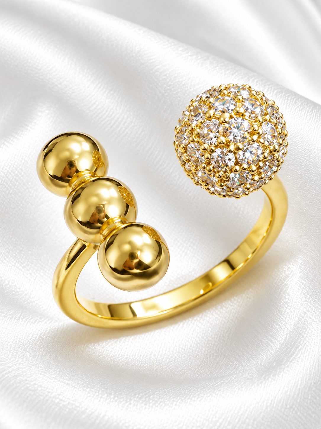 Smara Round Ball Studded Adjustable Ring