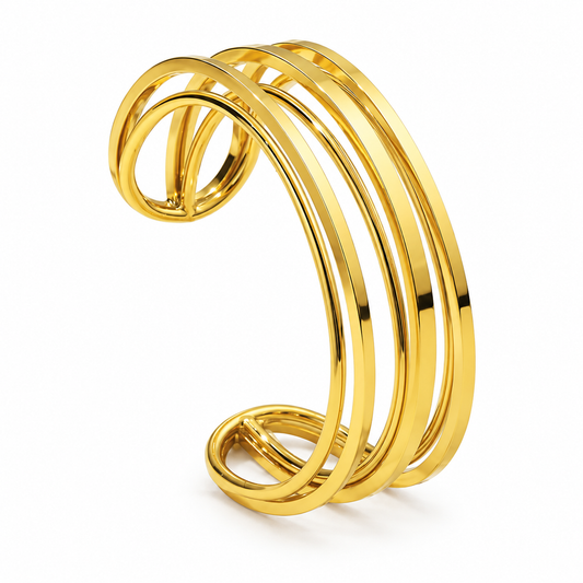 Smara Geometric 18K Gold Plated Cuff Bangle