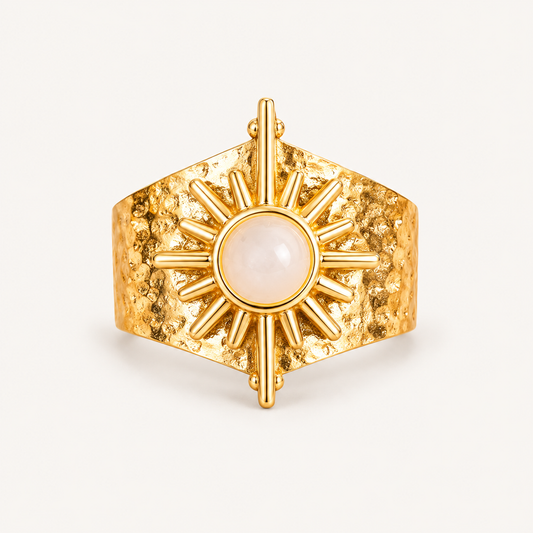 Smara Geometric Natural White Stone Adjustable Ring