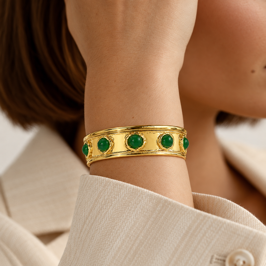 Smara Green Wide Textured Bracelet