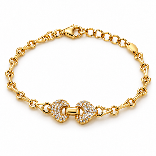 Smara 18K Gold Plated American Diamond Heart Bracelet