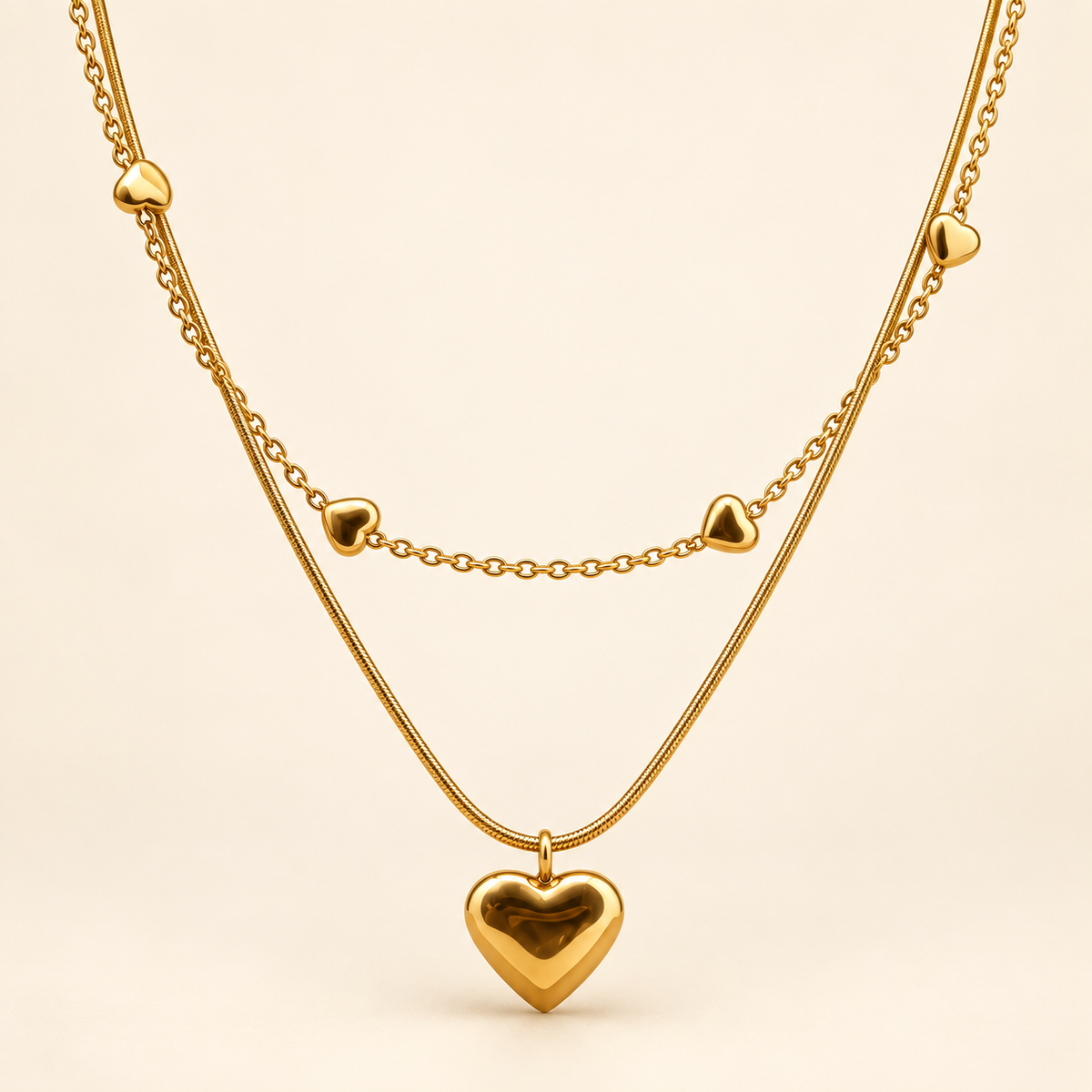 Smara Double Layered Heart Necklace