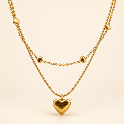 Smara Double Layered Heart Necklace