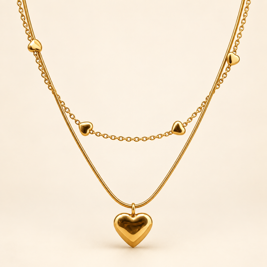 Smara Double Layered Heart Necklace