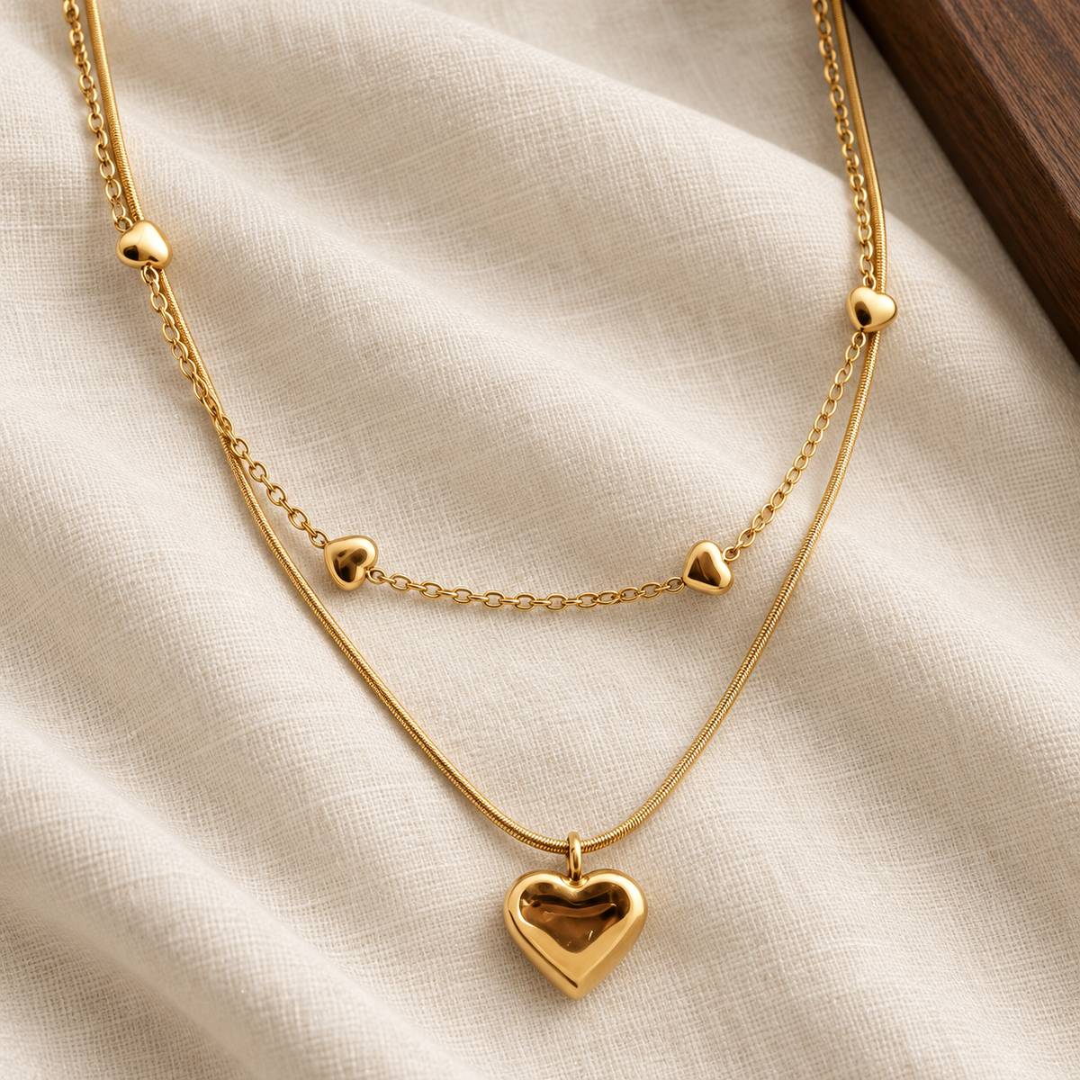 Smara Double Layered Heart Necklace