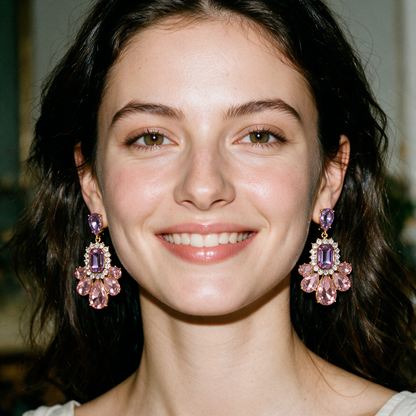 Smara Gold Tone Plated Floral Cluster Earrings