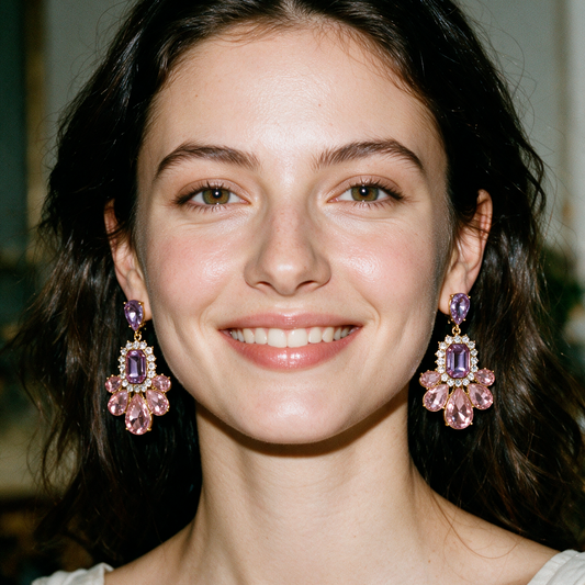 Smara Gold Tone Plated Floral Cluster Earrings
