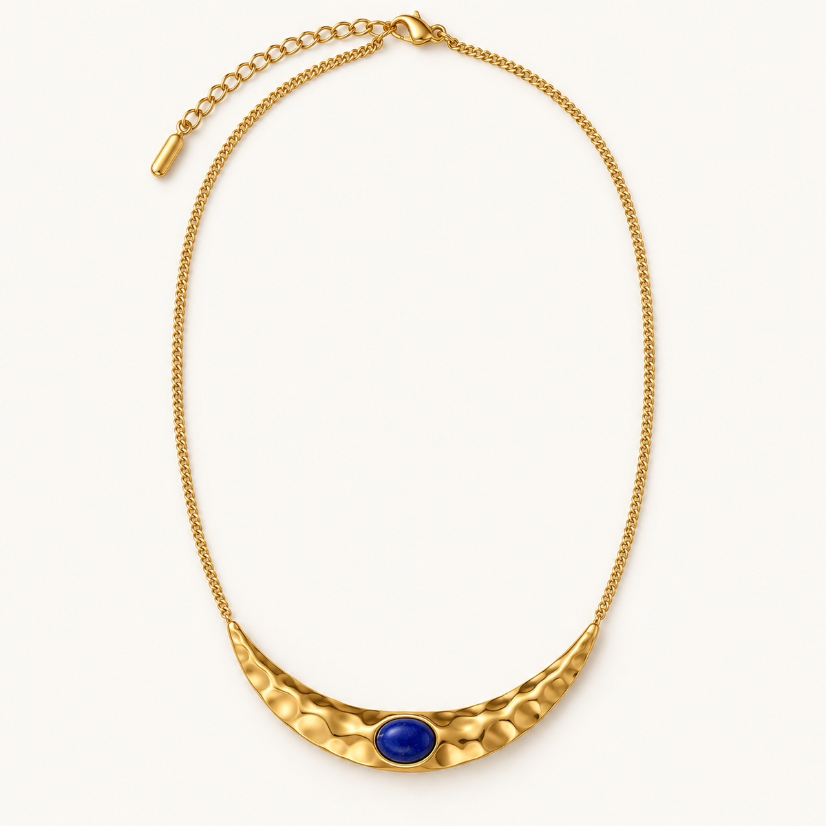 Smara Lapis Pleated Moon Necklace