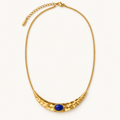Smara Lapis Pleated Moon Necklace