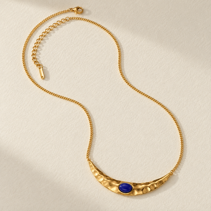 Smara Lapis Pleated Moon Necklace