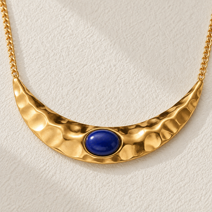 Smara Lapis Pleated Moon Necklace