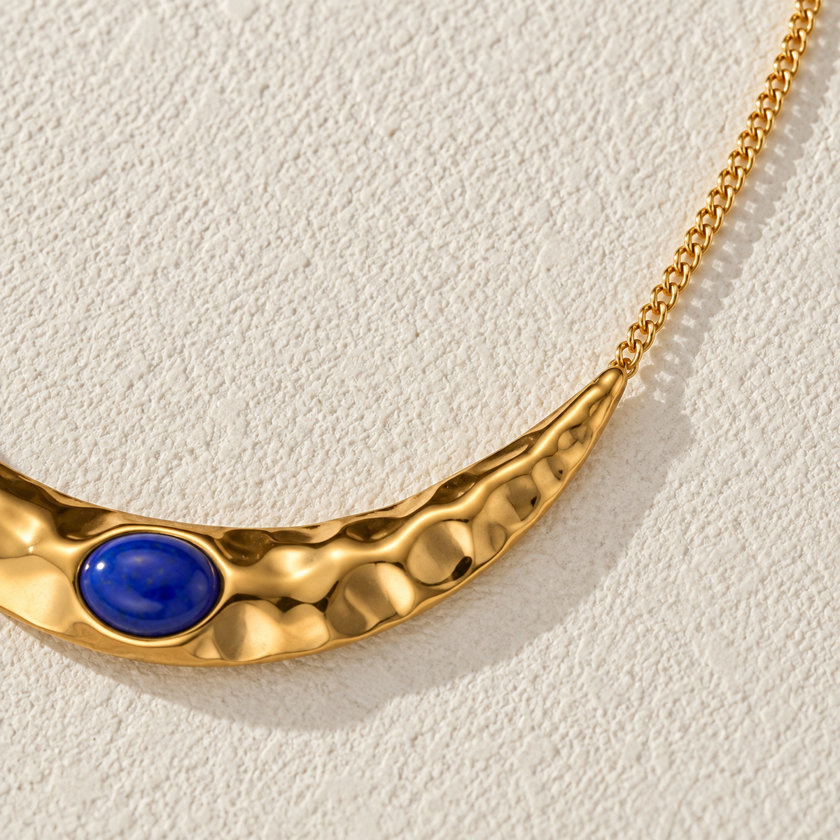 Smara Lapis Pleated Moon Necklace
