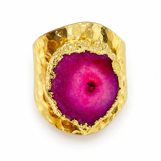 Smara Broad Crystal Adjustable Ring (PINK)