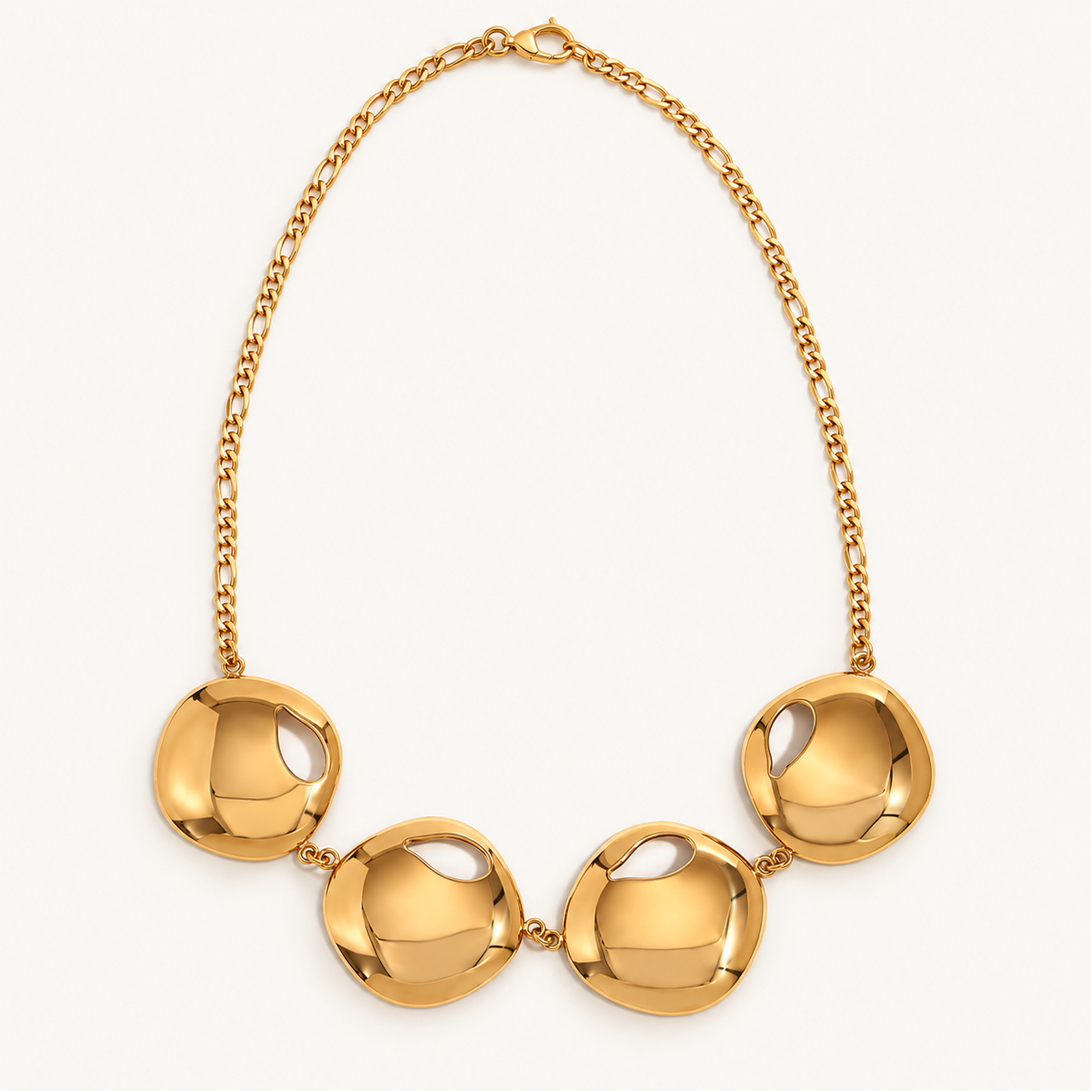 Smara Royal Gold Plated Notched Round Necklace