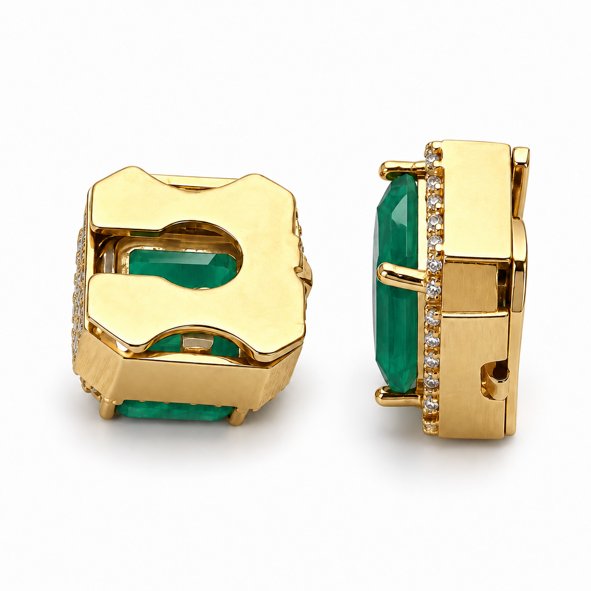 Side and rear views of Smara Lighter Green button cover cufflinks