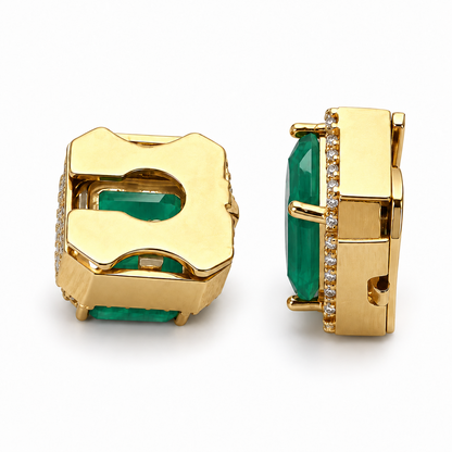 Side and rear views of Smara Lighter Green button cover cufflinks