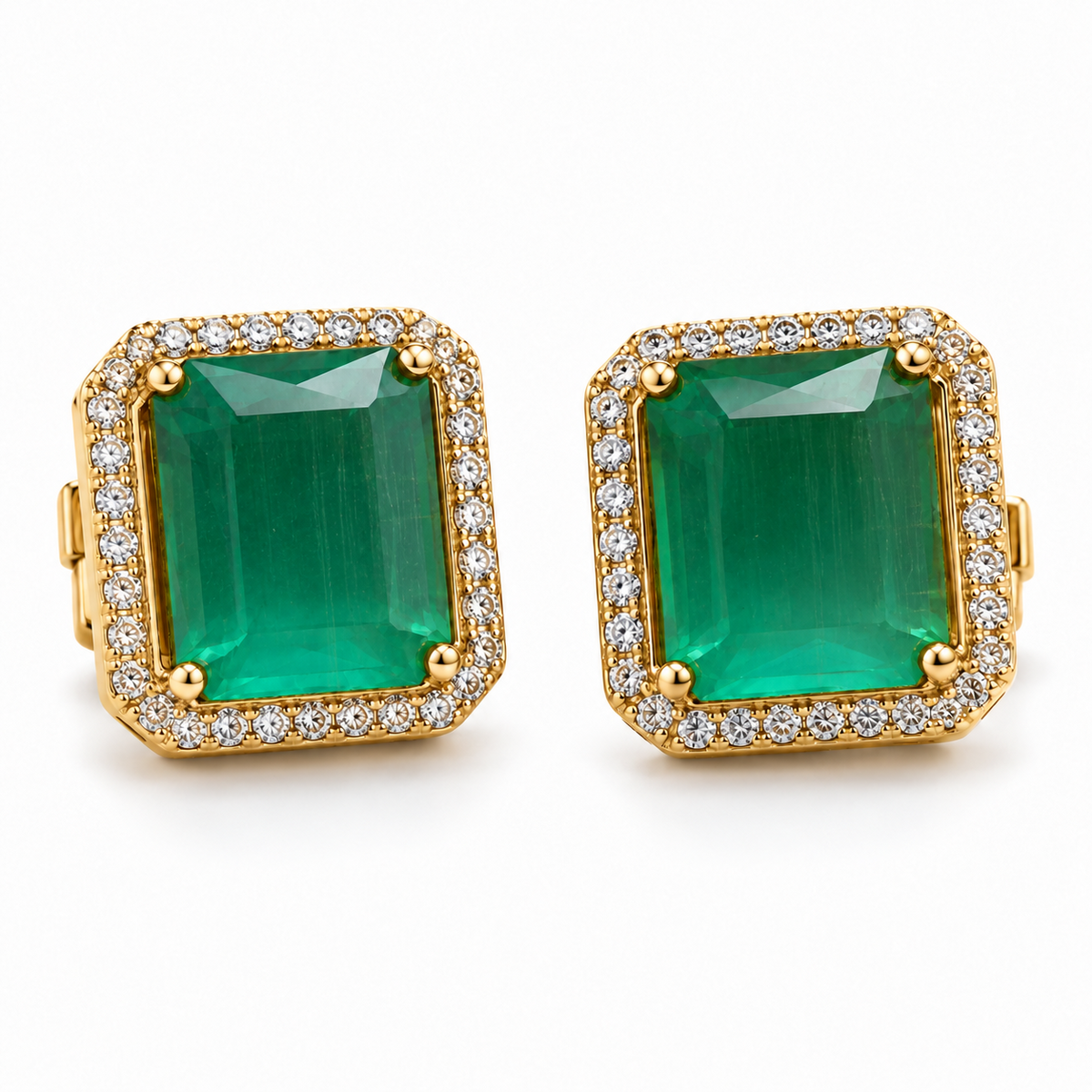 Smara Lighter Green button cover cufflinks, straight-on front pair view