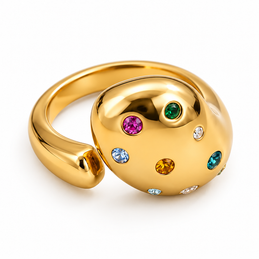 Smara 18K Gold Plated Coloured Stone Adjustable Ring